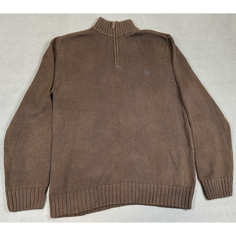 Chaps Sweater Mens Medium Brown Quarter Zip Pullover Long Sleeve Classic Preppy